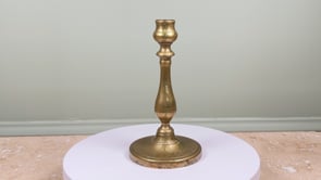 Antique French Brass Candlestick | Turned Baluster Stem | 19th Century