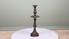Antique French Brass Candlestick | Scalloped Mid-Shaft Drip Pan | 19th Century