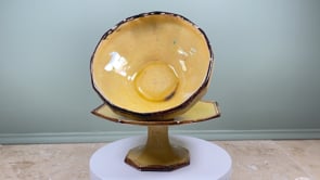 Antique French Pottery Table Service | Vallauris Beretta et Cie | Mustard Glaze Three Piece Set
