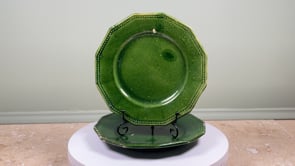 Antique French Green Glazed Plates | Pair from the Drôme | Late 19th to Early 20th Century