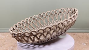 Large Vintage Pichon Uzès Basket | Hand-Woven Oval Ceramic | Provence Faience