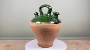 Antique French Gargoulette | Emerald Green Glaze | Likely 19th Century