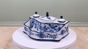 Blue and White Ironstone Inkstand | Blue Onion Encrier