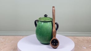 Antique French Olive Pot | Dieulefit Green Earthenware | Early 20th Century