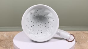 Vintage French Porcelain Colander | White Berry Strainer with Copper Ring
