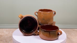 Antique French Vallauris Pots | Glazed Terracotta Set of Three