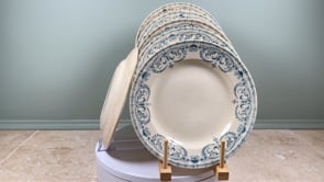 Antique French Dinner Plates | Terre de Fer Faience | Set of Six Caïffa Guirlande