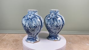 Antique Dutch Delft Vase Pair | Blue and White | c. 1700