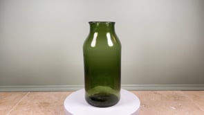 Antique French Cornichon Jar | Hand Blown Green Glass | Late 18th Cen.