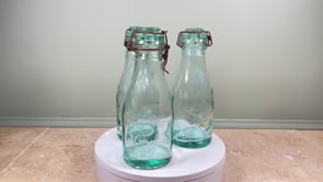 La Lorraine Preserving Bottles | Antique French Aqua Glass Set of Three