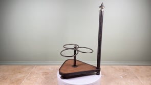 Antique French Bottle Carrier | Wrought Iron & Wood Porte-Bouteilles
