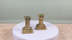 Antique French Candlesticks | Gilded Brass | Louis XVI Pair