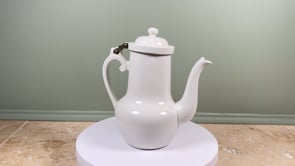French Limoges Coffee Pot | Frugier Aluminite Porcelain Hotelware | Early 20th C