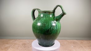 Antique French Cruche | Green Glazed Earthenware | 19th Century