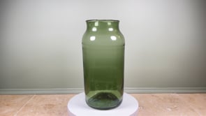 Antique French Cornichon Jar | Hand Blown Green Glass | Late 18th Century