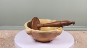 French Yellow Glazed Mortar and Pestle | Provençal Aïoli Mortier | Late 19th Cen.