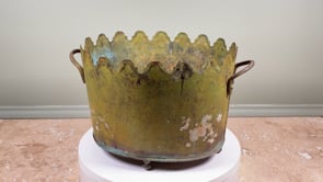 Antique French Brass Wine Cooler | Green Painted Rafraîchissoir | 19th Century