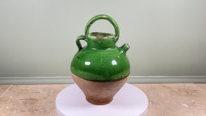 Antique French Gargoulette | Green Glazed Terracotta | Provençal Water Cruche