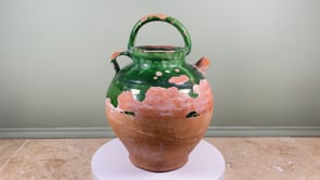 Antique French Gargoulette | Green Glazed Earthenware Water Jug | Late 19th to Early 20th Century