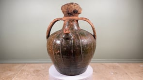 Antique French Walnut Oil Cruche | Glazed Terracotta | Late 18th Century