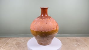 Antique French Earthenware Bottle | Hand-Thrown Bonbonne | Bichrome Glaze