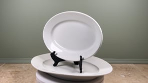 Antique French White Ironstone Oval Platters | Pair, Graduated Sizes | Bistro Service Ware