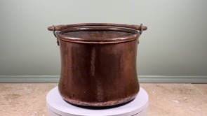 Antique French Copper Cauldron | Hammered | Iron Bail Handle