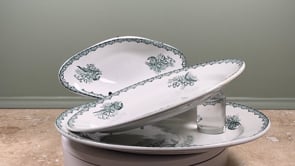 Antique French Saint Amand Muguet Platter Set | Five-Piece Faience, c. 1900
