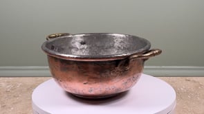 Antique French Copper Bowl | Brass Handles | Early 19th Century