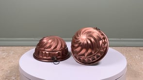 Antique French Copper Dessert Molds | Matched Pair | Spiral Relief