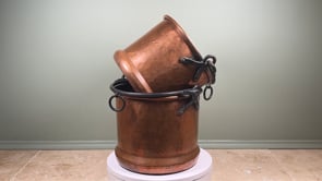 Antique French Copper Hanging Buckets | Pair of Cauldrons | 19th Century