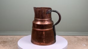 Antique French Copper Measure Jug | Hand-Hammered with Forged Iron Handle | 19th Century