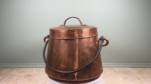 Antique French Copper Cauldron | Hand Hammered Lidded Marmite | 19th Century