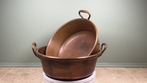 Antique French Copper Basins | Nesting Pair | Late 19th C.