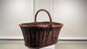 Antique French Gathering Basket | Two-Tone Willow | Circa 1900
