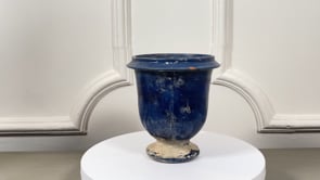 Antique French Medici Vase | Blue Glazed Terracotta | Flowerpot