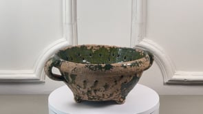 Antique French Colander | Green Glazed Terracotta | Late 18th Century