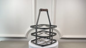 French Zinc & Wood Wine Carrier | Antique Four-Bottle Porte-Bouteilles