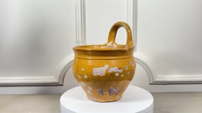 Antique French Pichet | Yellow Glazed Terracotta Hanging Planter | 19th Century