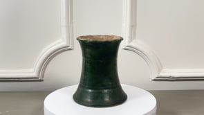 Antique French Green Glazed Terracotta Vase | Hand-Thrown, c. 1900