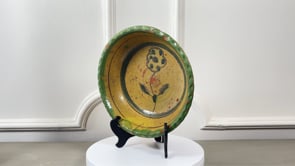 Antique French Slipware Bowl | 18th Century | Hand Painted Flower