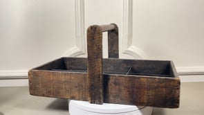 Antique French Oak Tool Tote | Carpenter Caddy with Hand-Forged Nails