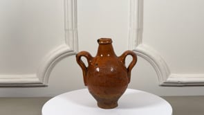 Antique French Wine Gourde | Glazed Terracotta Two-Handled Carrier