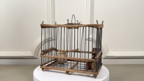 Antique French Folk Art Bird Cage | Handmade Wood & Wire Cage | Early 20th Century