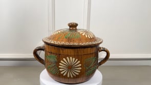 Antique French Cookware Set | Alsace Glazed Terracotta | Slip Decorated