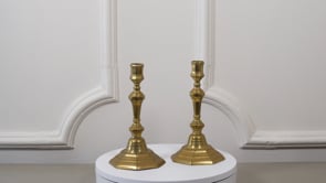 Louis XV Brass Candlesticks | Antique French Flambeaux Pair, c. 1750